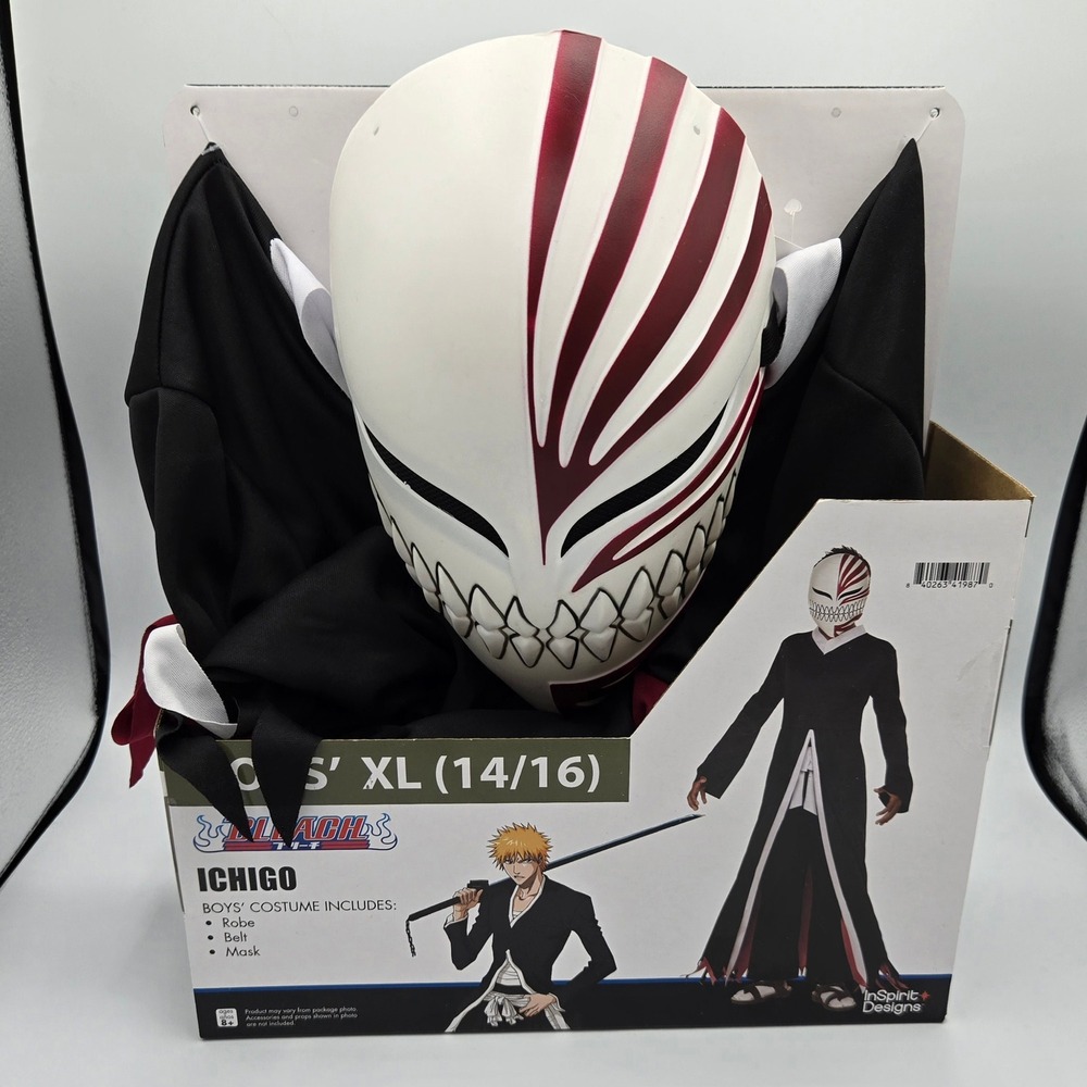 Ichigo‎ Boys Child XL 14 16 Bleach Costume Mask Robe Belt Full Set